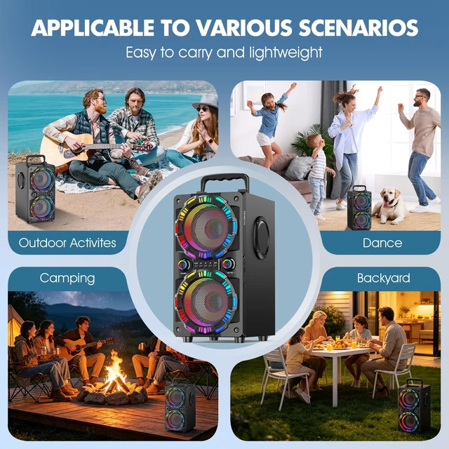 Alt view image 7 of 7 - Portable Bluetooth Speaker A20 Upgrade,100W Loud Powerful Deep Bass 18W Fast Charge, 4-20H Playtime, Party Light Show, TWS, BT5.3, Wireless Speaker for Home Gathering, Backyard, Outdoor, Garage