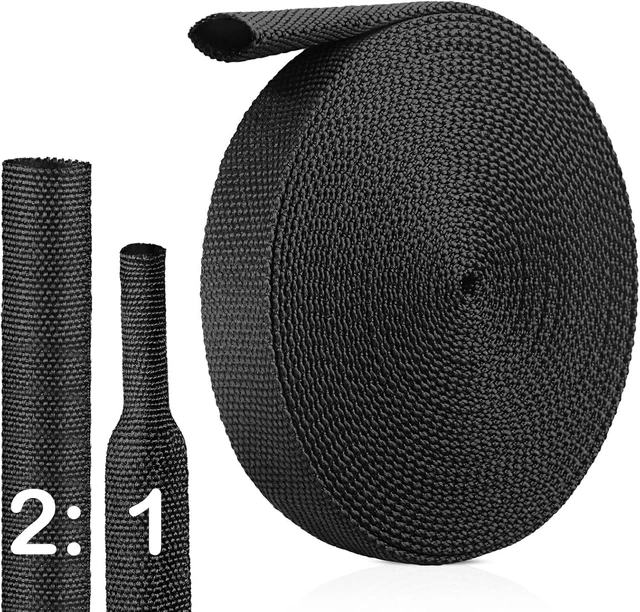 Main image of 2:1 Heat Shrink Wire Loom Braided Cable Sleeves,Heat Resistant Fabric Woven Shrink Tubing Wiring Harness for Protection Automotive,Harness Cable,Cable Management (3/4"-16ft)