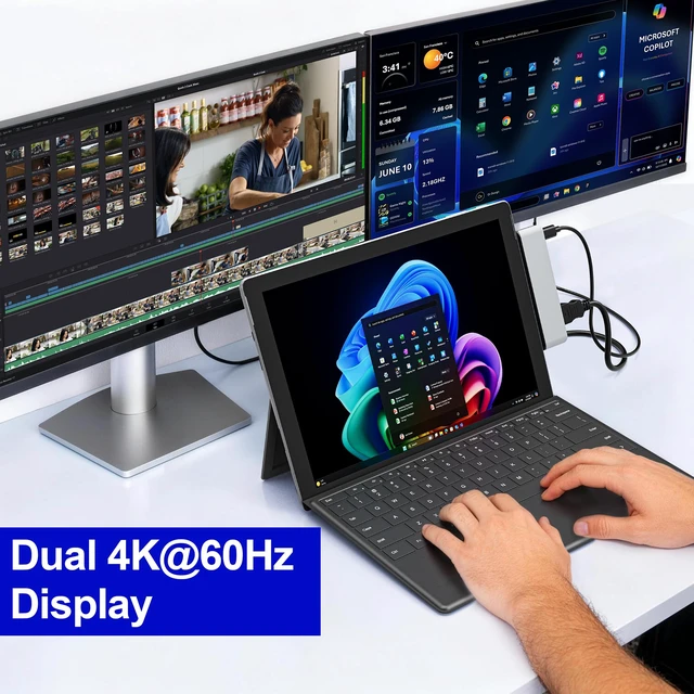 Alt view image 4 of 7 - Surface Pro 12 Docking Station, Surface Pro 12 Accessories with 4K HDMI, Thunerbolt 4 Hub (4K@60Hz Display+ 40Gbps Data+ 100W Charging), 2 USB3.0, SD/TF, 3.5mm Audio for Surface Pro 12 inch 2025
