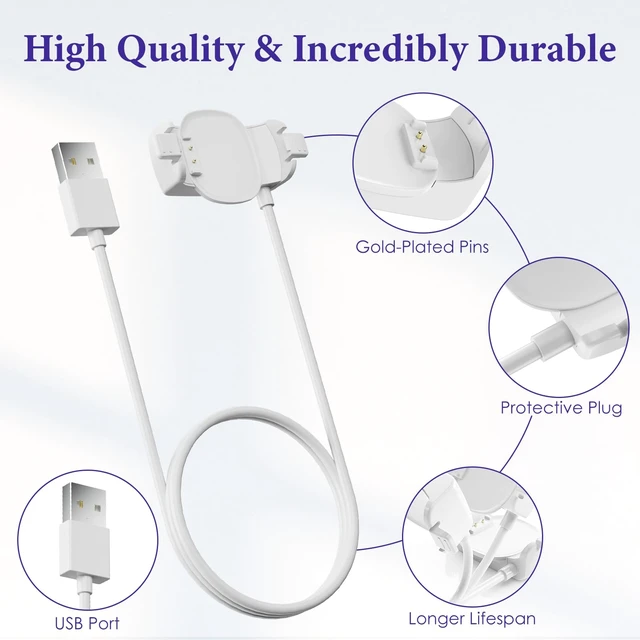 Alt view image 5 of 7 - 2 Pack Compatible with Disney-Magic Band Plus Charger 3.3ft Replacement Charger Only Compatible with Disney-Magic Band+, White