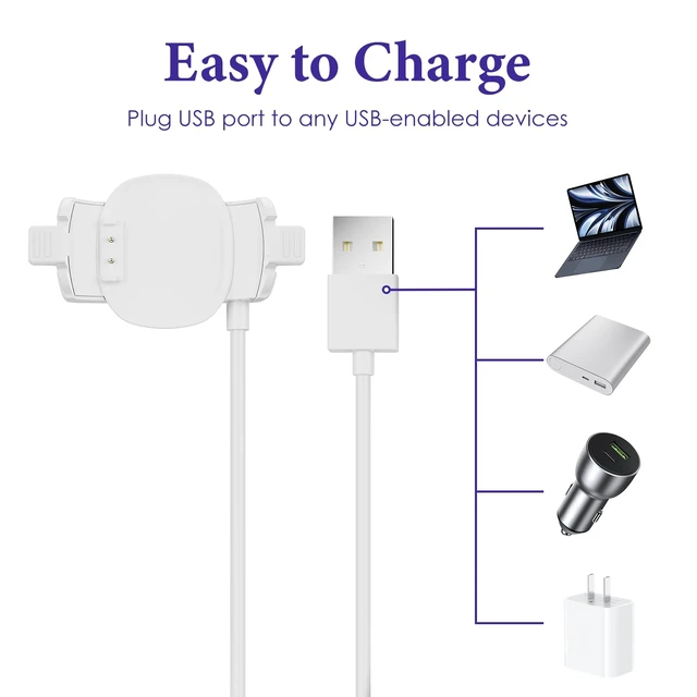 Alt view image 6 of 7 - 2 Pack Compatible with Disney-Magic Band Plus Charger 3.3ft Replacement Charger Only Compatible with Disney-Magic Band+, White