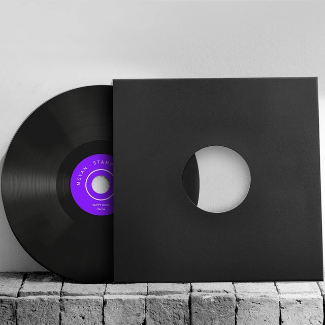 Alt view image 2 of 7 - 10PCS 12in Vinyl Record Sleeves, 350gsm Cardboard Record Covers Blank LP Album Jackets for Labels Heavyweight with Hole for 33 RPM Anti Static Record Storage Protector Matte Black