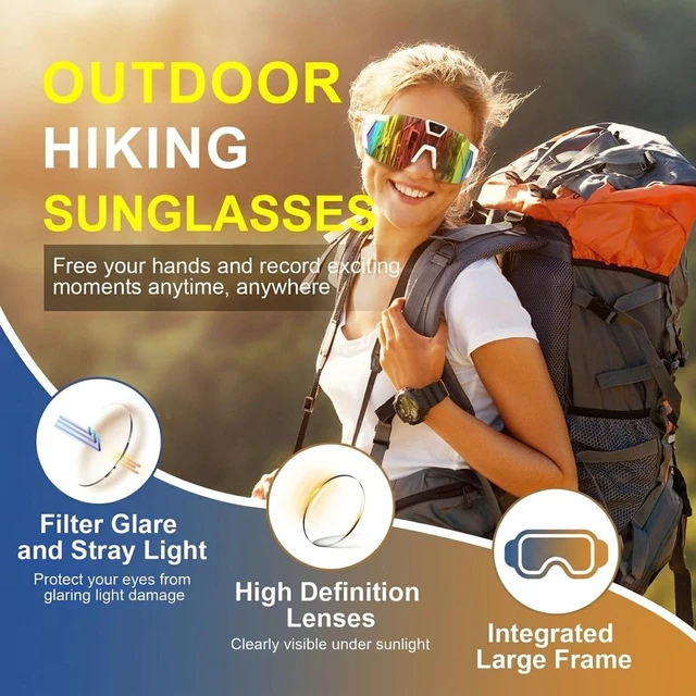 Alt view image 6 of 7 - 64GB POV Baseball Sunglasses w Camera, Sports Camera Glasses for Softball, Cycling, Hiking, Running, Golf, Fishing
