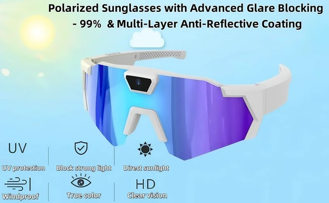 Alt view image 4 of 7 - 64GB POV Baseball Sunglasses w Camera, Sports Camera Glasses for Softball, Cycling, Hiking, Running, Golf, Fishing