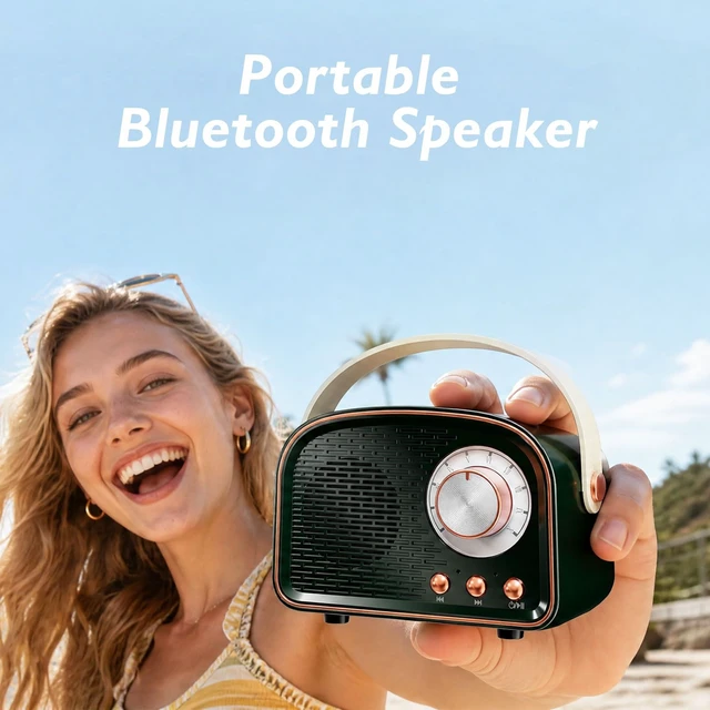 Alt view image 5 of 7 - Retro Bluetooth Speaker,Wireless Vintage Decor,Gifts Dark Green Best Birthday Gifts Ideas for Women Teenage Girl Supports TWS Pairing/U-Disk/TF Card/AUX for Home,Travel,Outdoor,desks
