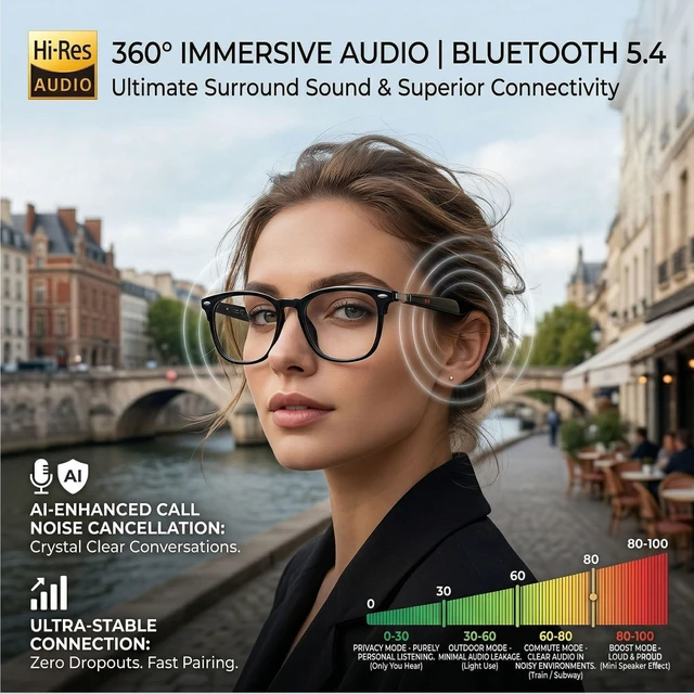 Alt view image 2 of 7 - AI Smart Translation Glasses with Speakers Bluetooth, 164 Language Translator, Photochromic Lenses, Adjustable Hinges, 170mAh Battery
