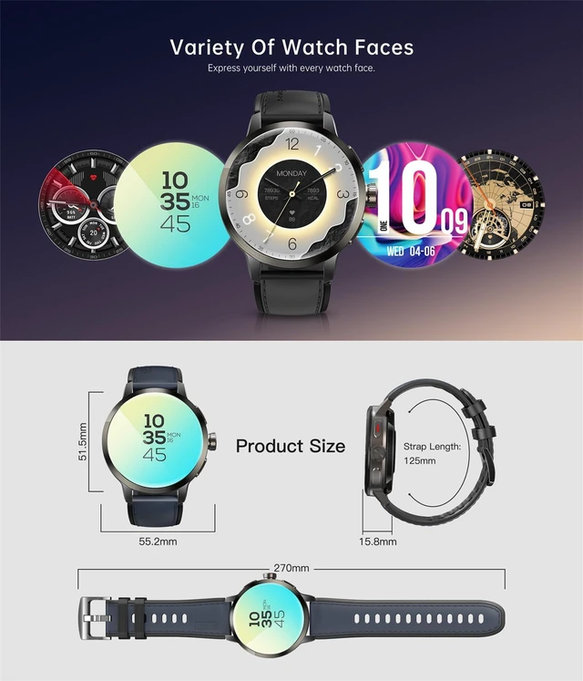 Alt view image 7 of 7 - 4G Smart Watch SL8541E Quad Core 2GB+16GB Rotating Camera Men Watch 1.75" AMOLED Large Screen Android 8.1 Smartwatch 1520mAh WiFi Bluetooth GPS Fitness Tracker Sport Watch (Black)