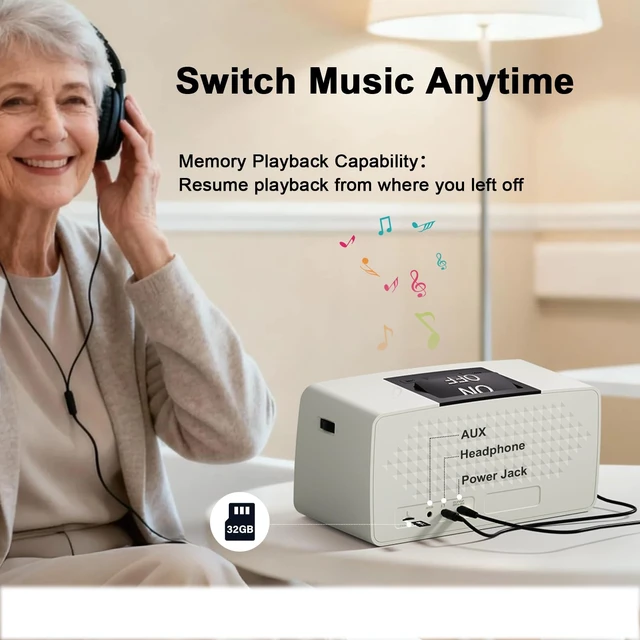 Alt view image 5 of 7 - Simple Music Player for Seniors & Elderly, MP3 Player with Large Button 32GB TF Card, Adjustable Volume, Playback Memory & One-Touch Play for Dementia, Alzheimer's & Visually Impaired, Gray