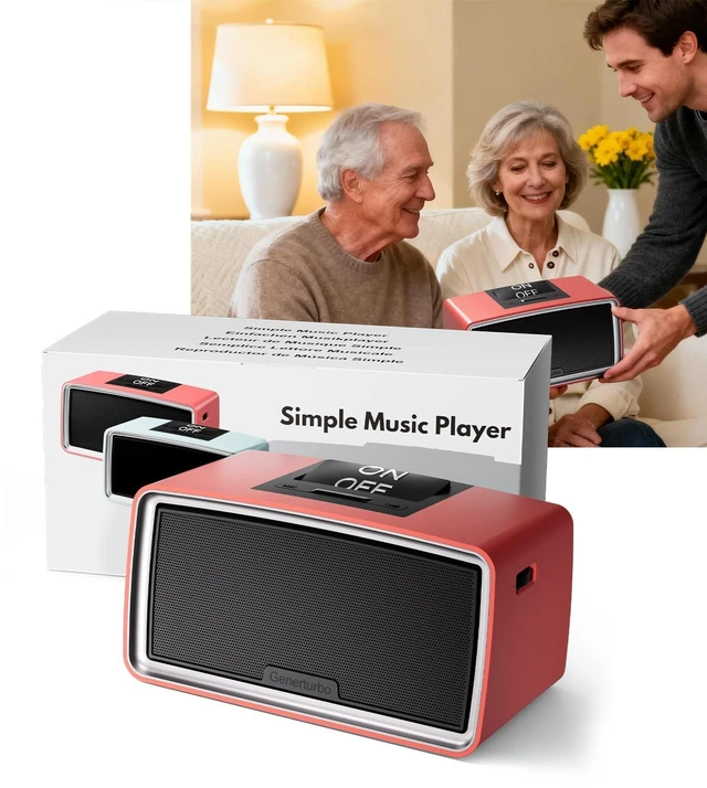 Main image of Simple Music Player for Seniors & Elderly, MP3 Player with Large Button 32GB TF Card, Adjustable Volume, Playback Memory & One-Touch Play for Dementia, Alzheimer's & Visually Impaired, Red