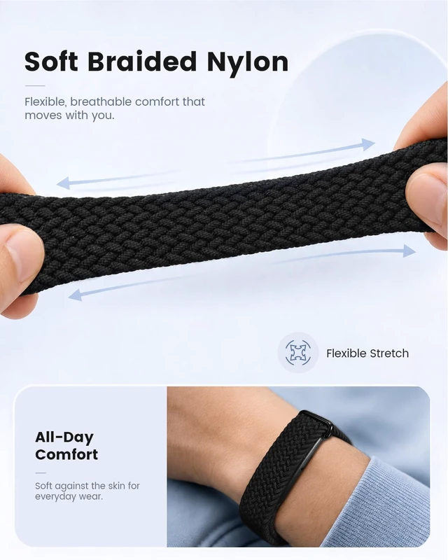 Alt view image 4 of 7 - Magnetic Elastic Braided Band Compatible with Google Fitbit Air Band Nylon Adjustable Replacement Strap for Fit bit Air Band, Soft Breathable Stretch Woven Wristband for Women Men, Hand Washable