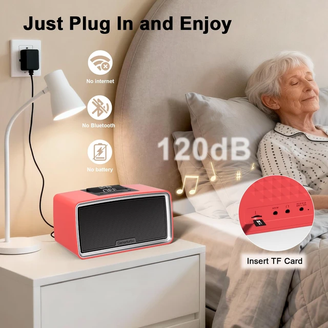 Alt view image 3 of 7 - Simple Music Player for Seniors & Elderly, MP3 Player with Large Button 32GB TF Card, Adjustable Volume, Playback Memory & One-Touch Play for Dementia, Alzheimer's & Visually Impaired, Red