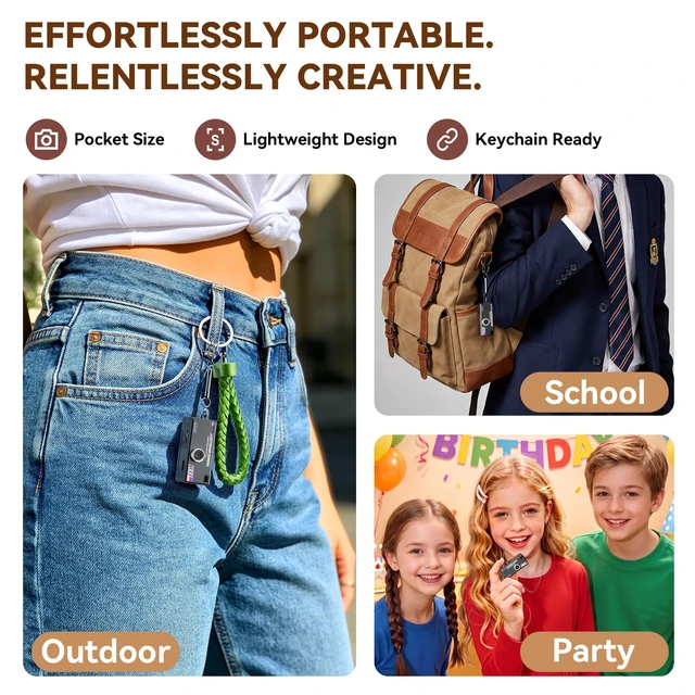 Alt view image 6 of 7 - Mini Keychain Digital Camera: Y2K Aesthetic Small Camera with 1080P HD Video, 180° Flip Screen, 25 Retro Filters 16GB Card, Cute Retro Camera with Gift Box, Birthday for Teens Kids