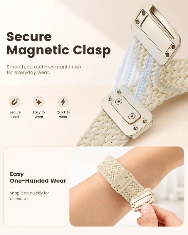 Alt view image 3 of 7 - Magnetic Elastic Braided Band Compatible with Google Fitbit Air Band Nylon Adjustable Replacement Strap for Fit bit Air Band, Soft Breathable Stretch Woven Wristband for Women Men, Hand Washable