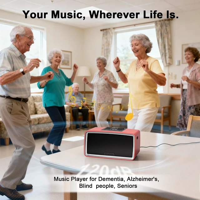 Alt view image 7 of 7 - Simple Music Player for Seniors & Elderly, MP3 Player with Large Button 32GB TF Card, Adjustable Volume, Playback Memory & One-Touch Play for Dementia, Alzheimer's & Visually Impaired, Red