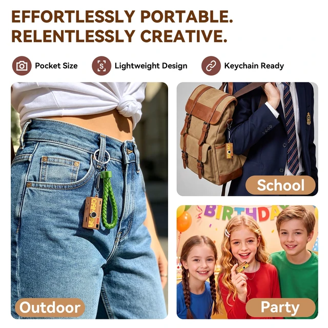 Alt view image 6 of 7 - Mini Keychain Digital Camera: Y2K Aesthetic Small Camera with 1080P HD Video, 180° Flip Screen, 25 Retro Filters 16GB Card, Cute Retro Camera with Gift Box, Birthday for Teens Kids