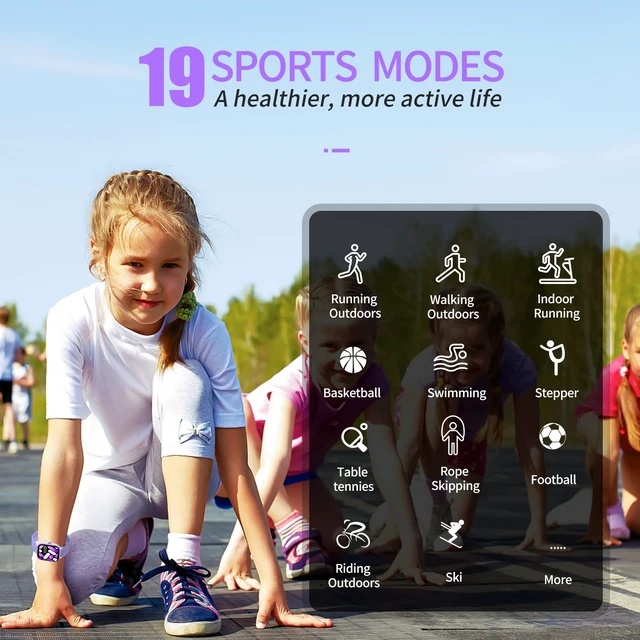 Alt view image 3 of 7 - Kids Watch, IP68 Waterproof Smart Watch with 19 Sport Modes, Pedometer, 19 Sports Modes, Great Tracker Gift for Kids