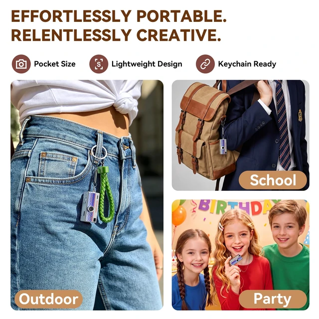 Alt view image 6 of 7 - Mini Keychain Digital Camera 1080P HD Video Flip Screen, Y2K Aesthetic Small Camera with 25 Retro Filters 16GB Card & Lanyard, Lightweight Pocket Cam Gift Box Birthday for Teens Girls