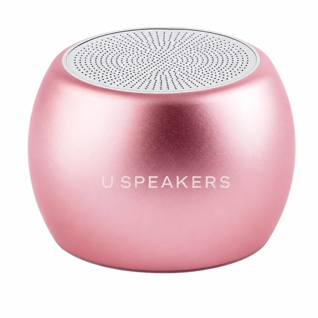 Main image of U Boost Mini Bluetooth Speaker with Subwoofer, Pink aluminum shell, mini subwoofer, deep bass, IPX4 splash resistant, TWS stereo pairing, rechargeable, gift ready, pink