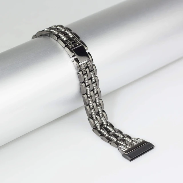 Alt view image 4 of 7 - Bling Bands Compatible with Fitbit Versa 4/Sense 2/Versa 3/Sense, Women Dressy Slim Bracelet Metal Replacement Wristbands