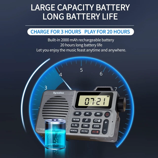 Alt view image 4 of 7 - Portable AM/FM Radio, Small Pocket Radio with Bass Speaker, Support Micro SD Card and Record, Long Battery Life, Alarm and Sleep Function