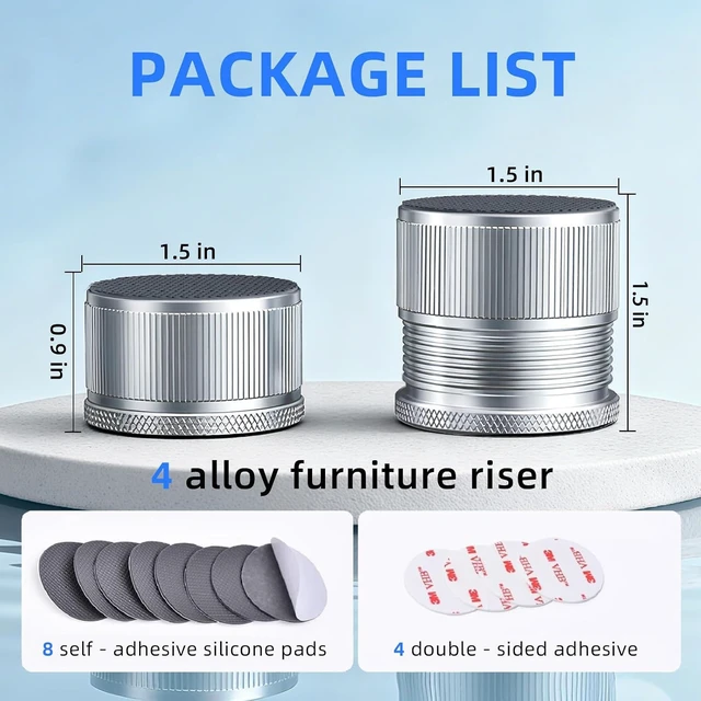 Alt view image 2 of 7 - Height Adjustable Speaker Feet, Leveling Feet, 4 Pack Silver 0.9-1.5 Inch Adjustable, 500 lbs Load Capacity, Metal Non-Slip Silicone Pads, Leveling Kit for Turntable, Speaker (Set of 4)