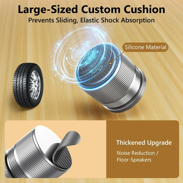 Alt view image 5 of 7 - Height Adjustable Speaker Feet, Leveling Feet, 4 Pack Silver 0.9-1.5 Inch Adjustable, 500 lbs Load Capacity, Metal Non-Slip Silicone Pads, Leveling Kit for Turntable, Speaker (Set of 4)