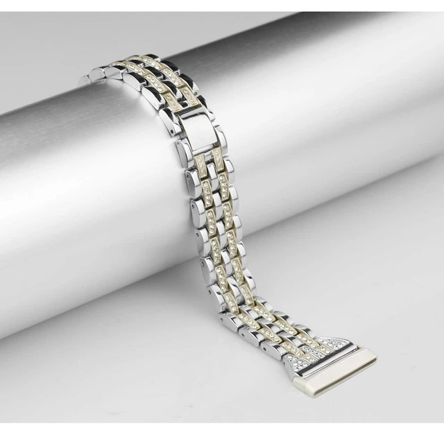 Alt view image 5 of 6 - Bling Bands Compatible with Fitbit Versa 4/Sense 2/Versa 3/Sense, Women Dressy Slim Bracelet Metal Replacement Wristbands