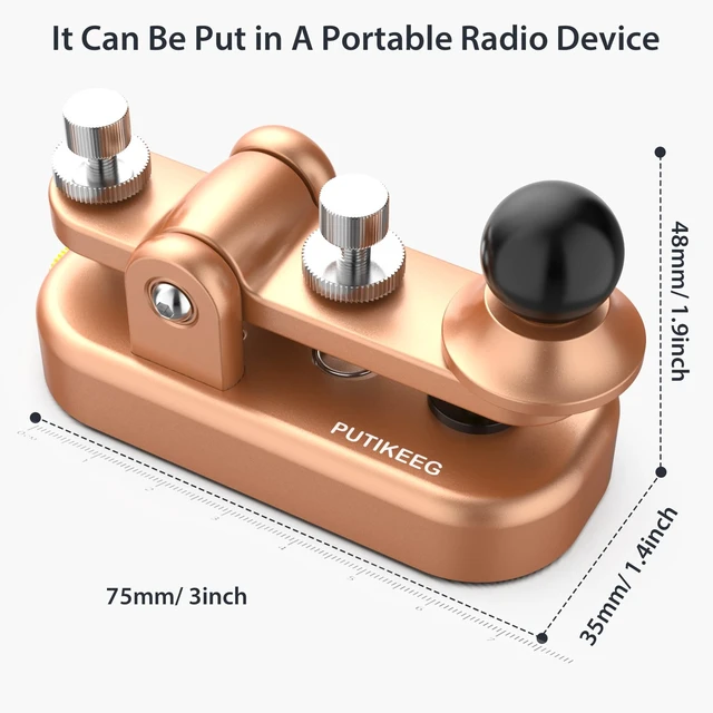 Alt view image 5 of 7 - Mini Morse Radio Key CW HAM Send Telegram Double Paddle Morse Code Key with Aluminum Alloy Body Base Gold(S)