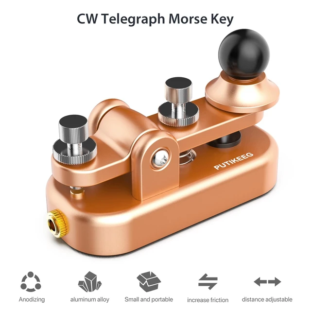 Alt view image 6 of 7 - Mini Morse Radio Key CW HAM Send Telegram Double Paddle Morse Code Key with Aluminum Alloy Body Base Gold(S)