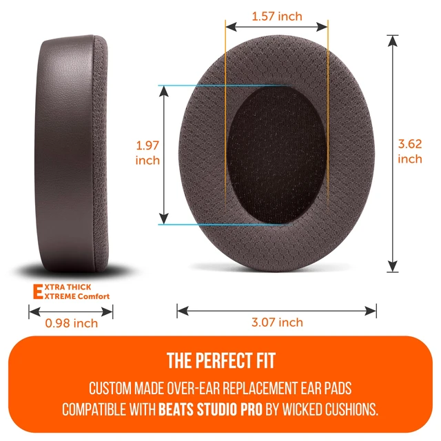 Alt view image 5 of 7 - Freeze Studio Pro - Cooling Gel Ear Pads for Beats Studio Pro Made by Wicked Cushions Does Not Fit Any Other Beats Headphones. Enhanced Foam & Stronger Adhesive Brown