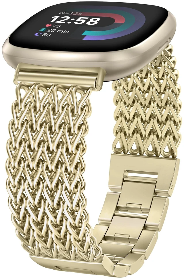 Main image of Metal Bands Compatible with Fitbit Sense 2/Versa 4/Versa 3/Sense Bands Women, Dressy Stainless Steel Multi-chain Designer Luxury Link Bracelet Wristband Replacement Strap