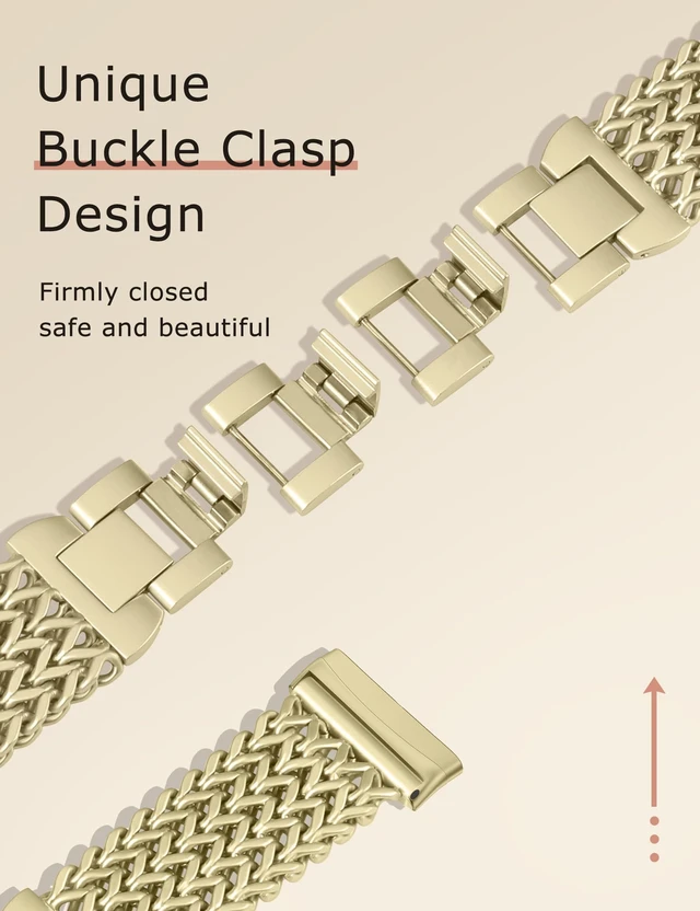 Alt view image 3 of 6 - Metal Bands Compatible with Fitbit Sense 2/Versa 4/Versa 3/Sense Bands Women, Dressy Stainless Steel Multi-chain Designer Luxury Link Bracelet Wristband Replacement Strap