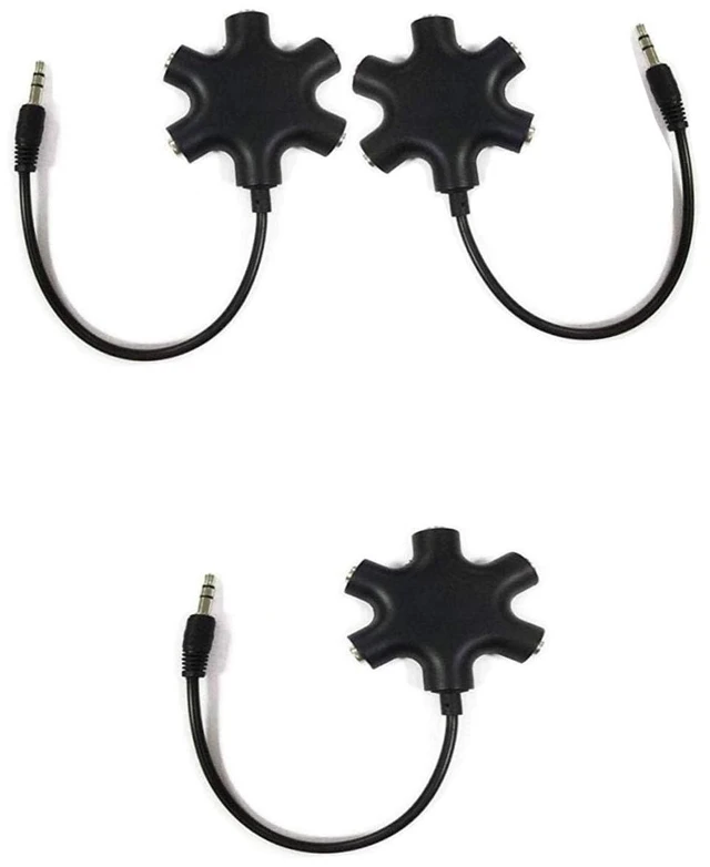 Main image of Headphone Audio Splitter 5 Ways Adaptor Audio Stereo Cable 3.5mm Male to 5 Port 3.5mm Female for Earphone and Headset Splitter Adapter for iPhone Samsung LG Smartphones (3, Black)