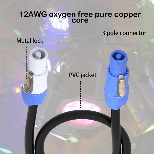 Alt view image 7 of 7 - PowerCon Power Cable 12AWG 3 Pin PowerCon Cable Extension Cable,1M/3FT 3-Pin PowerCon Input to Output for LED Screen Beam Moving Head Light, Stage Light Power,Audio Video Equipment & More