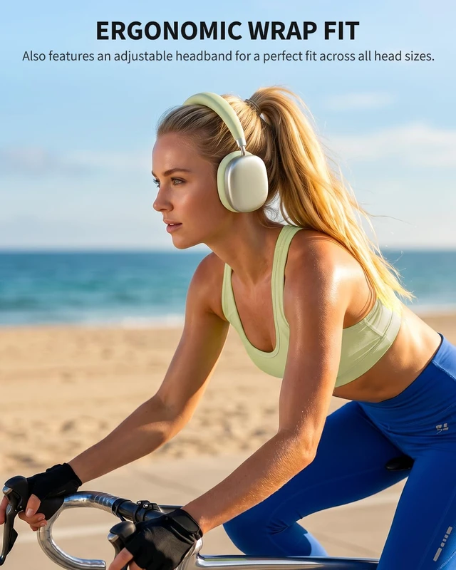 Alt view image 6 of 7 - YG01 Wireless Over-Ear Headphones, Active Noise Cancelling, Up to 58H Battery Life, Bluetooth 5.3, Great for Travel & Office, USB-C Lossless Audio, Microphone for iPhone Android - Green