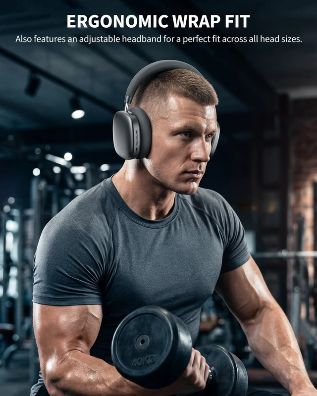 Alt view image 6 of 7 - YG01 Wireless Over-Ear Headphones, Active Noise Cancelling, Up to 58H Battery Life, Bluetooth 5.3, Great for Travel & Office, USB-C Lossless Audio, Microphone for iPhone Android - Black