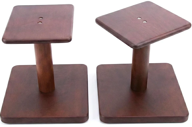 Main image of Desktop Speaker Stands Made of Pure Solid Wood, Natural Style, 360° Rotatable Top Plate, Suitable for Medium/Large Tabletop Speakers and Studio Monitors (Walnut Brown Finish_DSS9(9 inch))