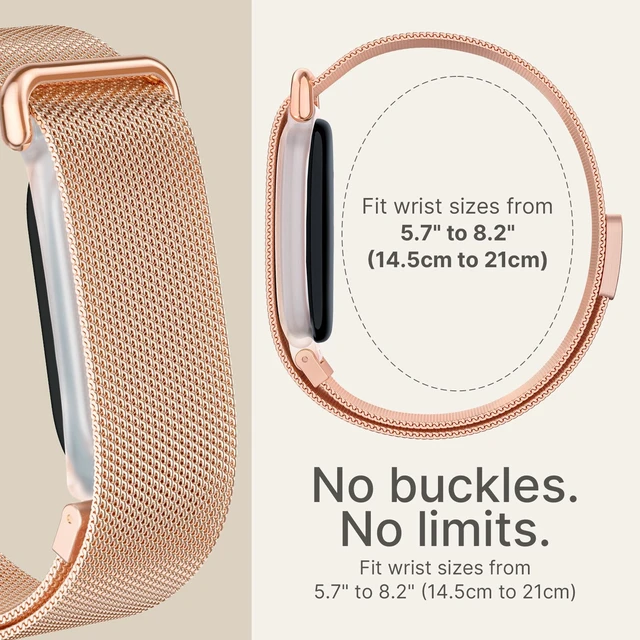 Alt view image 6 of 7 - Mesh Band Compatible for Google Fitbit Air,Stainless Steel Milanese Loop Metal Strap with Smooth Edges Magnetic Clasp,Adjustable Breathable Replacement Wristband for Men Women Dress Work Sport Daily