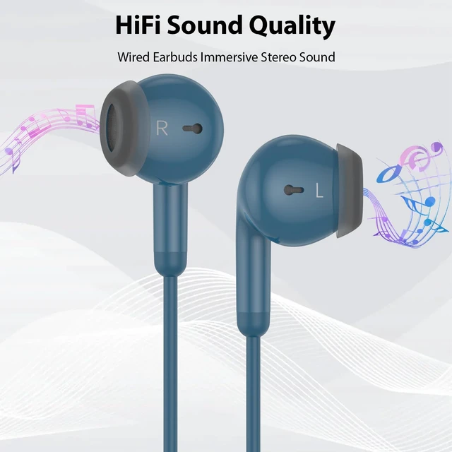 Alt view image 7 of 7 - USB C Earbuds Headphones for iPad 10th Gen for iPhone Duo 18 Pro 17 15 Blue USB-C Wired Earphones with Mic Volume Control Noise Isolating HiFi Stereo Type C Headset for Google Pixel 11 Pro/Galaxy S26