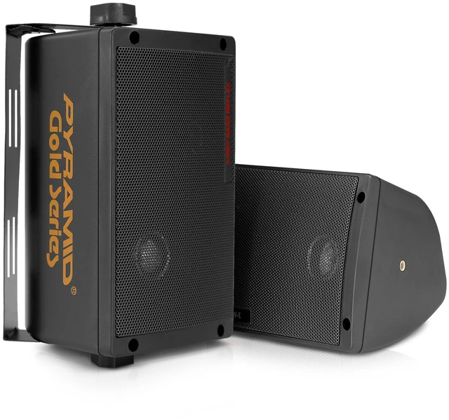 Main image of 300 Watt 3-Way Mini Box Speaker System (Pair), Wall Mountable Indoor/Outdoor Surround Sound Speakers with 3.25" Woofer, 2" Midrange, 1" Tweeter, ABS Sealed Enclosure, Mounting Kit Included