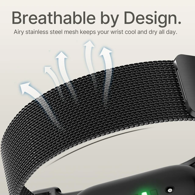 Alt view image 5 of 7 - Mesh Band Compatible for Google Fitbit Air,Stainless Steel Milanese Loop Metal Strap with Smooth Edges Magnetic Clasp,Adjustable Breathable Replacement Wristband for Men Women Dress Work Sport Daily
