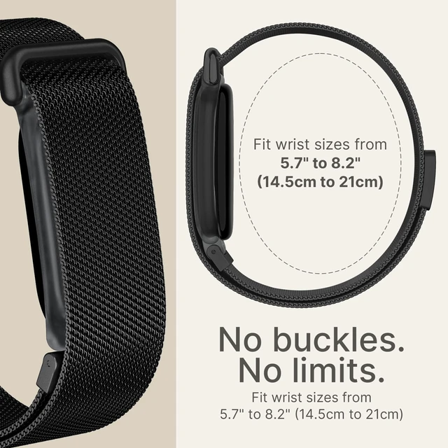 Alt view image 6 of 7 - Mesh Band Compatible for Google Fitbit Air,Stainless Steel Milanese Loop Metal Strap with Smooth Edges Magnetic Clasp,Adjustable Breathable Replacement Wristband for Men Women Dress Work Sport Daily