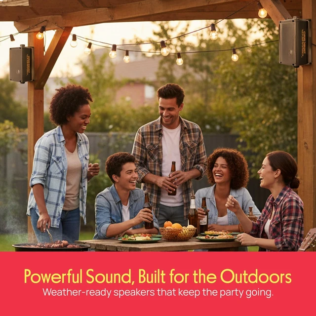 Alt view image 6 of 7 - 300 Watt 3-Way Mini Box Speaker System (Pair), Wall Mountable Indoor/Outdoor Surround Sound Speakers with 3.25" Woofer, 2" Midrange, 1" Tweeter, ABS Sealed Enclosure, Mounting Kit Included