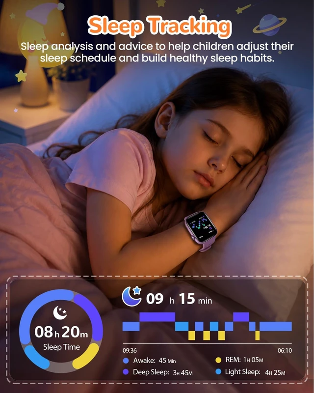 Alt view image 5 of 7 - Kids Smart Watch, 80+ Sports Modes, 1.83" Fitness Tracker, Gifts for Boys 1.83" Smart Watch for Kids with Heart Rate, Sleep Monitor, Step Counter, DIY Watch Faces, Puzzle Games, Purple
