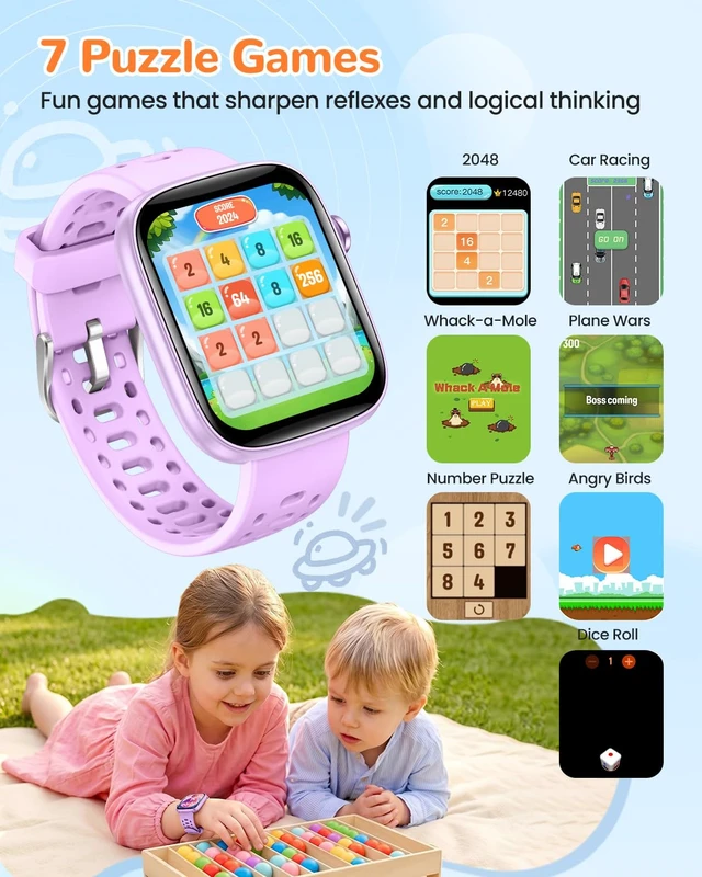 Alt view image 6 of 7 - Kids Smart Watch, 80+ Sports Modes, 1.83" Fitness Tracker, Gifts for Boys 1.83" Smart Watch for Kids with Heart Rate, Sleep Monitor, Step Counter, DIY Watch Faces, Puzzle Games, Purple