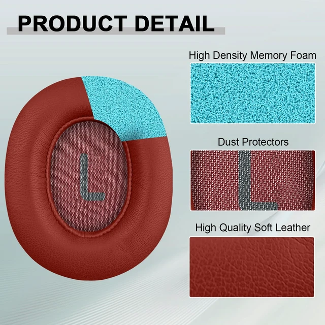 Alt view image 5 of 7 - Replacement Ear Pads for JBL Tune 700(700BT)/710(710BT)/720(720BT)/750(750BT,750BTNC)/760(760NC)/770(770NC) Headphones, Headset Ear Cushions, Headset Earpads, Ear Cups Cover-Red