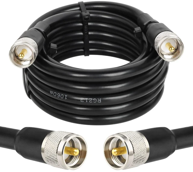 Main image of CB Coax - RG213 Coaxial Cable (10ft) UHF Male-Male, Low Loss, Ideal for Ham/VHF Radios, SWR Meter & Antenna Analyzers