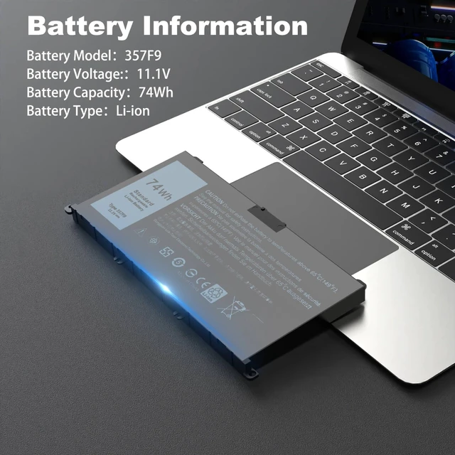Alt view image 2 of 7 - 74Wh 357F9 Laptop Battery Compatible with Dell Inspiron 15 5000 7000 Gaming 5577 5576 7557 7559 7566 7567 Series 0GFJ6 P65F 71JF4 P65F001 P57F 0357F9 INS15PD P57F003 071JF4 11.1V