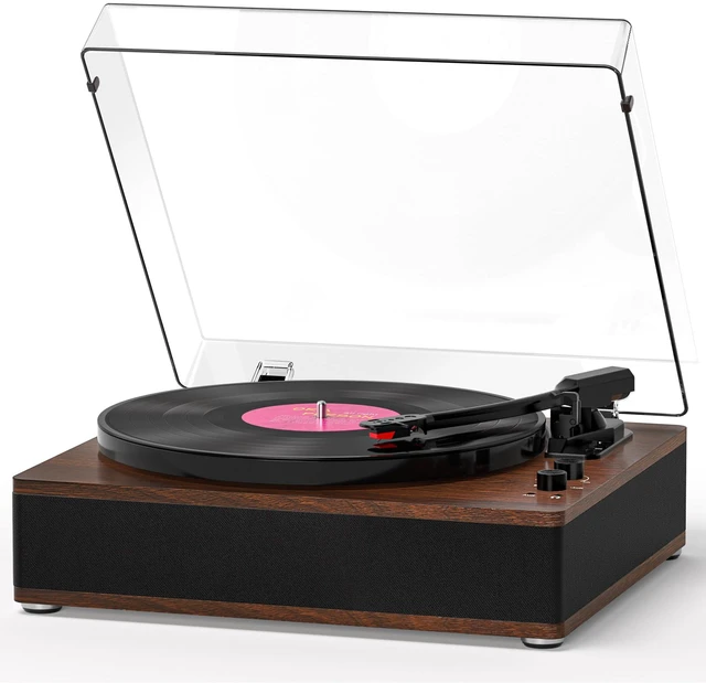 Main image of Vinyl Record Player Bluetooth Turntable 3-Speed LP Player Full-Size Platter with Bluetooth Input, Built-in Speakers, Counterweight & Auto-Stop with RCA/AUX Out, Tan(No BT Transmission)