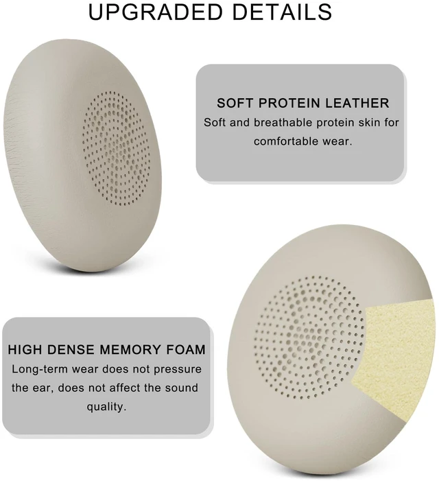 Alt view image 2 of 7 - Ear Pads Replacement for Jabra Evolve2 65 40 Elite 45h On-Ear (Gold Beige) For Evolve2 65MS 65UC USB/ Evolve2 40UC 40MS USB Ear Cushions with Protein Leather